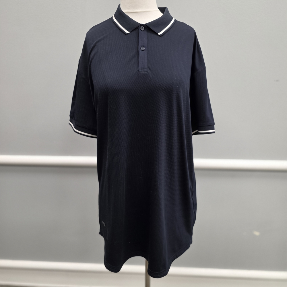 BYLT Basics Navy Polo Shirt with White Trim